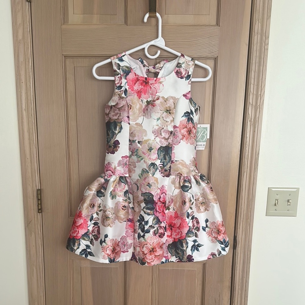 Floral Kids Dress in Pink and Green